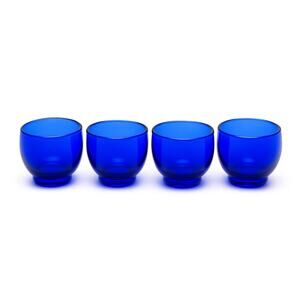 Set Of 4 Vintage Hazel-Atlas Cobalt Blue Juice Whiskey Glasses 2.5” 1930s-40s